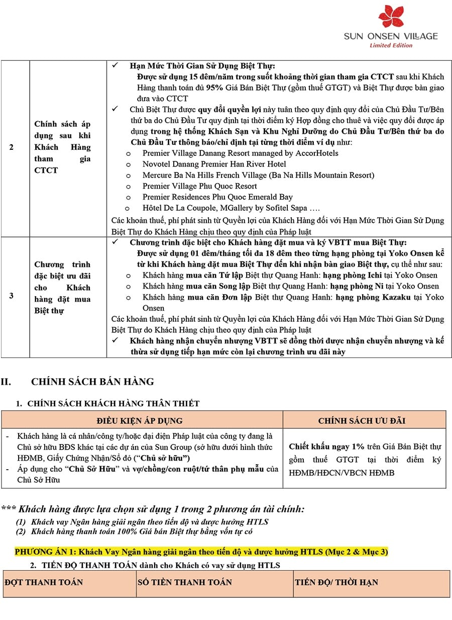 Chính sách bán hàng biệt thự Sun Onsen Village Limited Edition tháng 01/2021 - Trang 2. Chính sách bán hàng biệt thự Sun Onsen Village Limited Edition tháng 01/2021 - Trang 2.