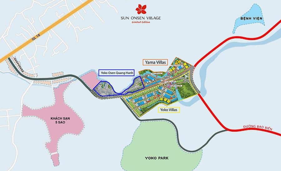 Vị trí biệt thự Sun Onsen Village Quang Hanh, Quảng Ninh. Vị trí biệt thự Sun Onsen Village Quang Hanh, Quảng Ninh.
