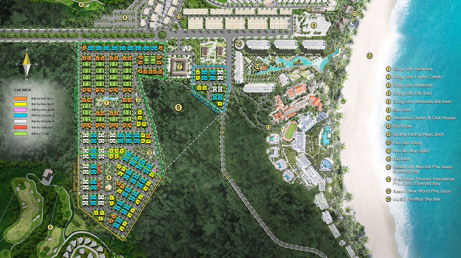 Mặt bằng dự án Sun Tropical Village Nam Phú Quốc.