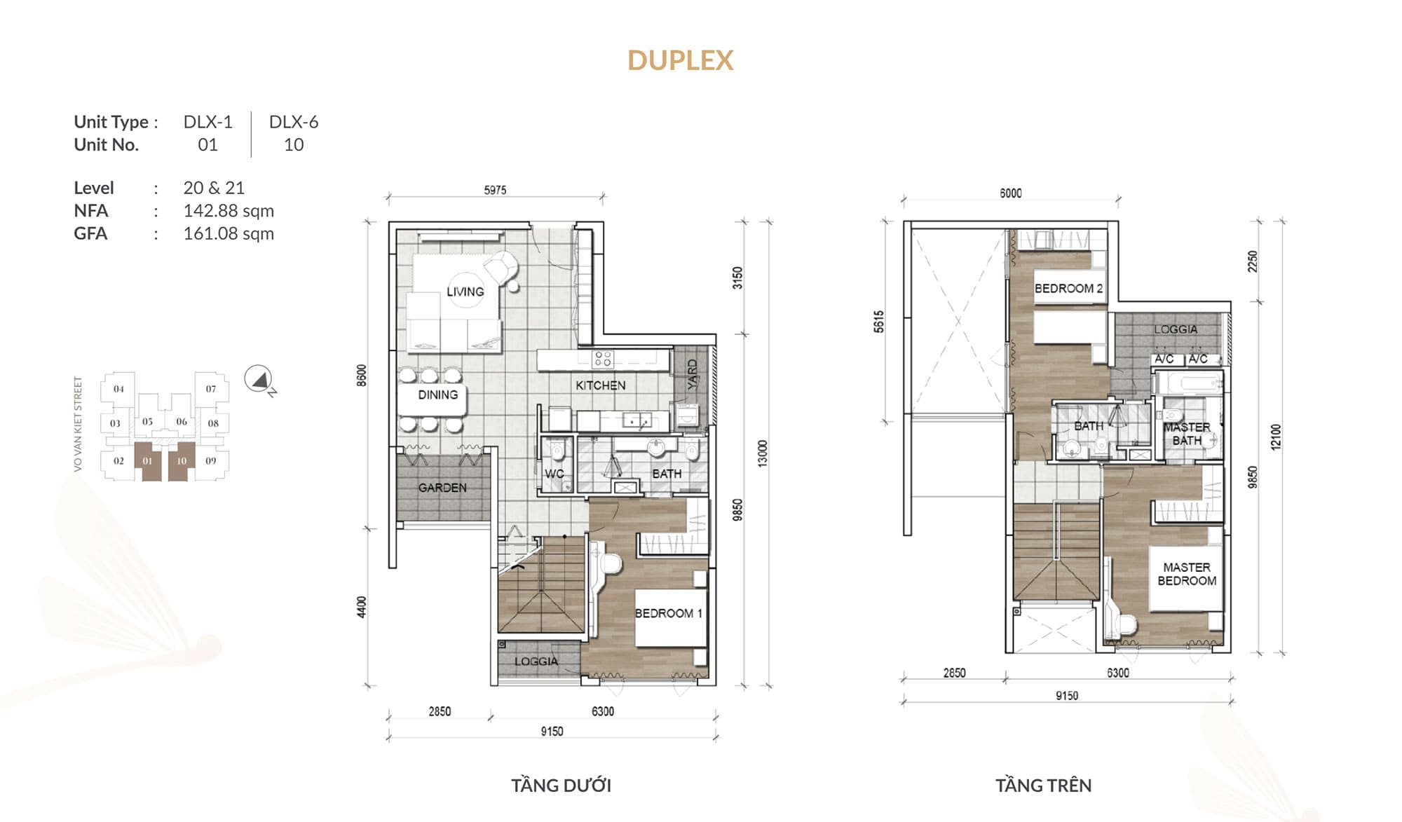 Layout thiết kế căn hộ Duplex, số 01 và số 10 dự án Zenity CapitaLand