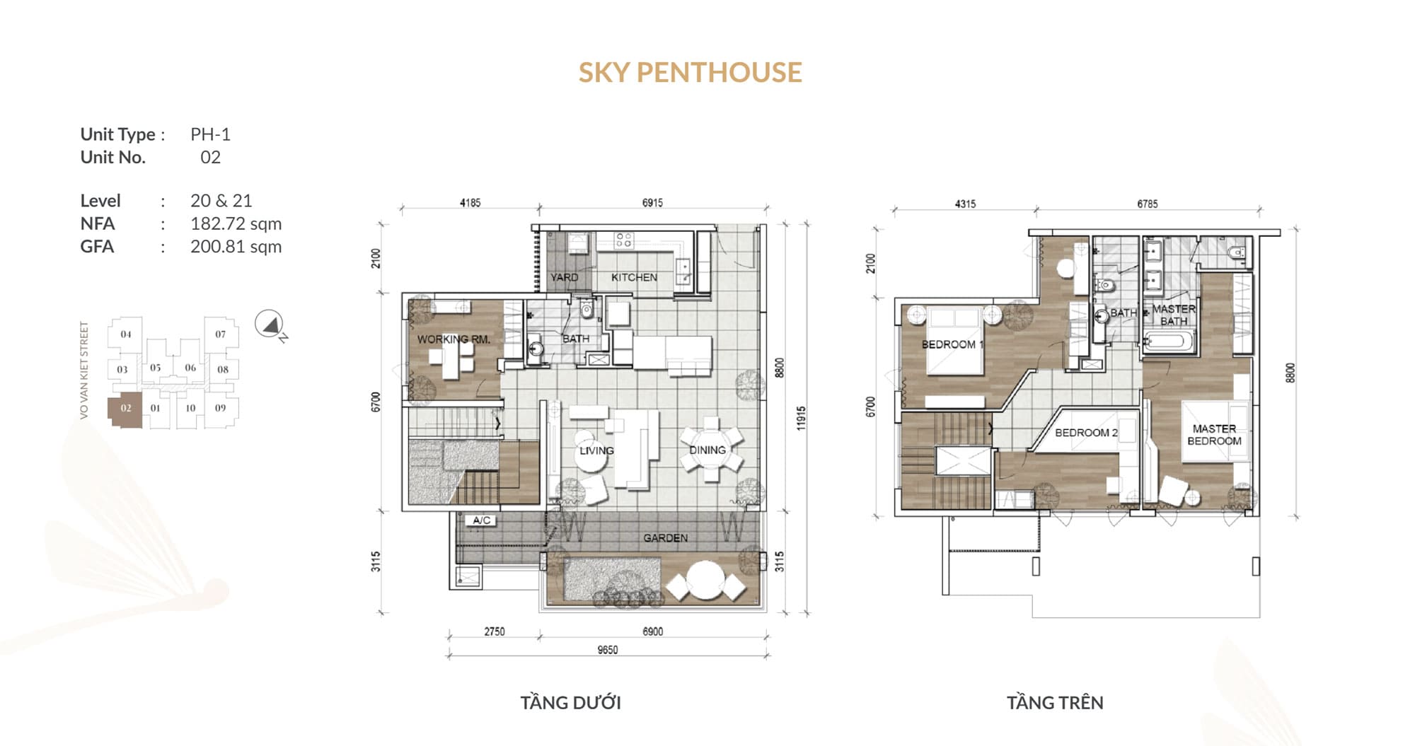 Layout thiết kế căn hộ Penthouse số 02 dự án Zenity CapitaLand