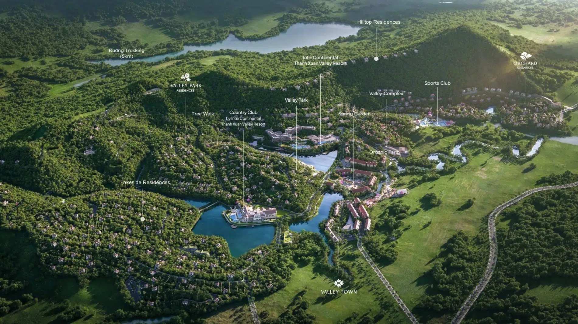 Bản đồ phối cảnh tổng thể các phân khu và hệ thống tiện ích tại dự án Thanh Xuân Valley