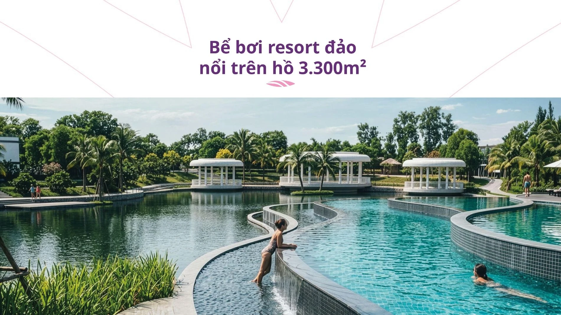 Thiết kế bể bơi resort đảo nổi độc bản rộng 3.300m2 tại dự án Thanh Phú Centre Point