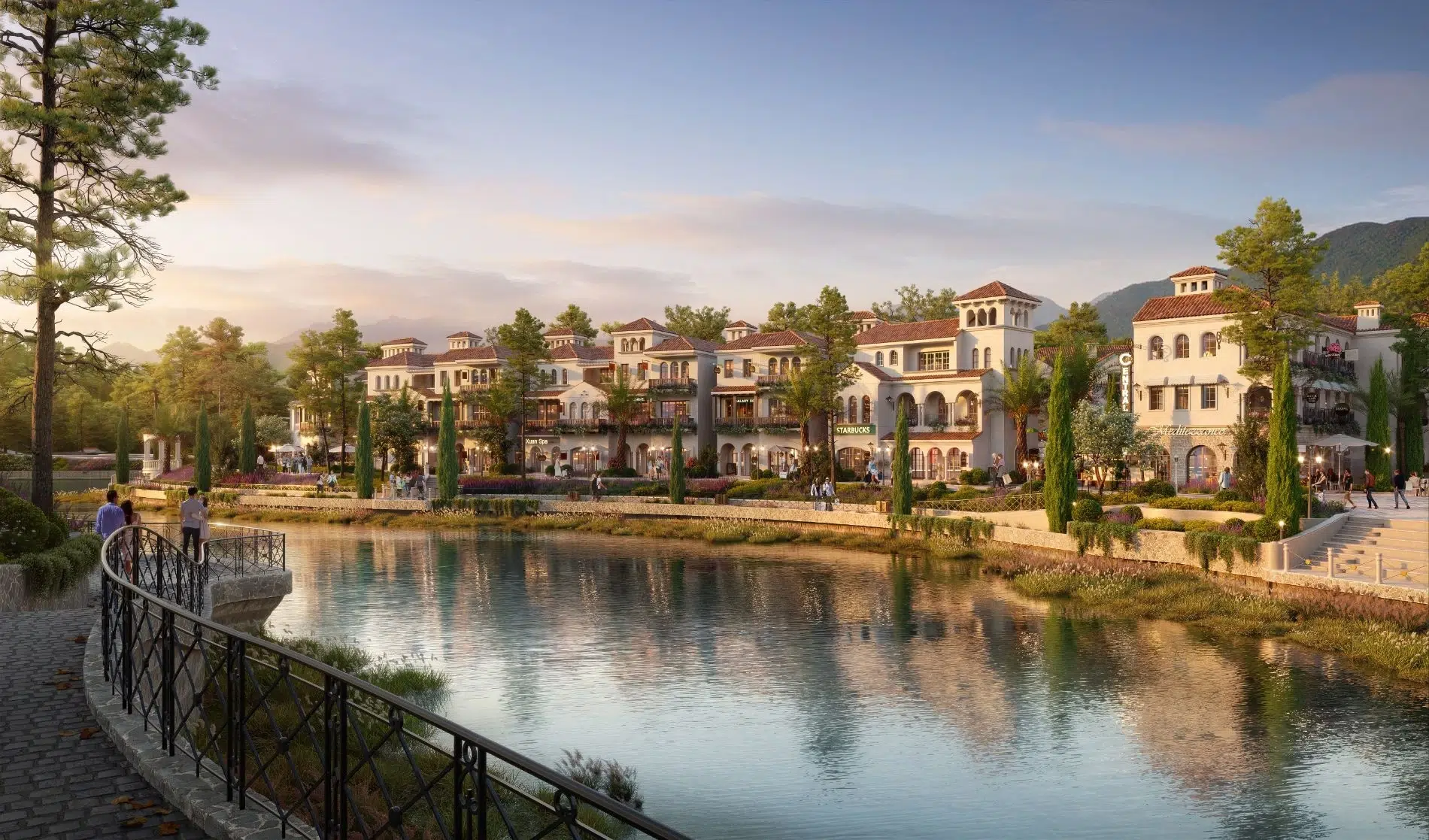 Khu shophouse thương mại Valley Town tại Thanh Xuân Valley với thiết kế phong cách châu Âu nằm sát mặt hồ
