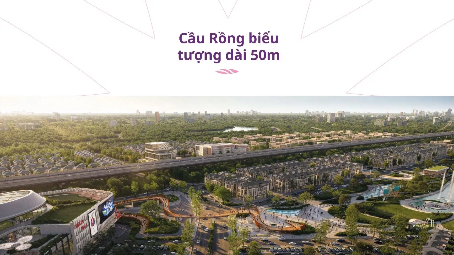 Góc nhìn trên cao về Cầu Rồng biểu tượng kết nối các phân khu tại Thanh Phú Centre Point