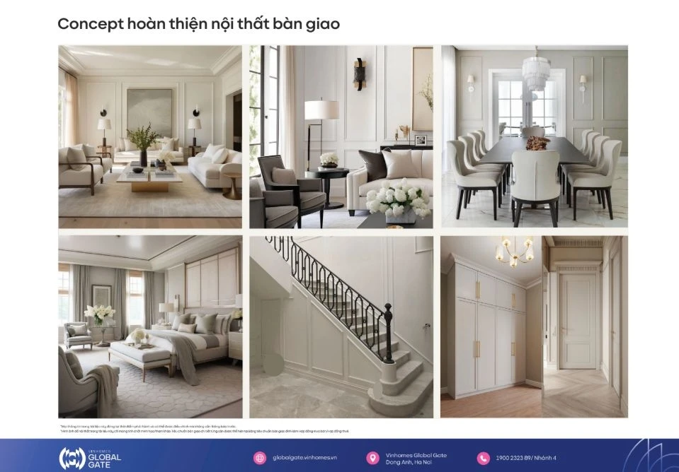 Hình ảnh concept hoàn thiện nội thất các phòng chức năng tại Vinhomes Cổ Loa