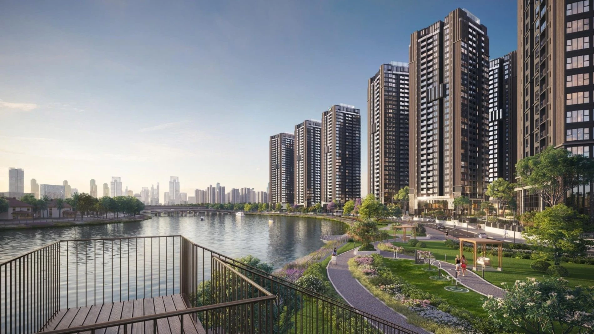 Công viên cây xanh ven sông chạy dọc theo dự án The Privé