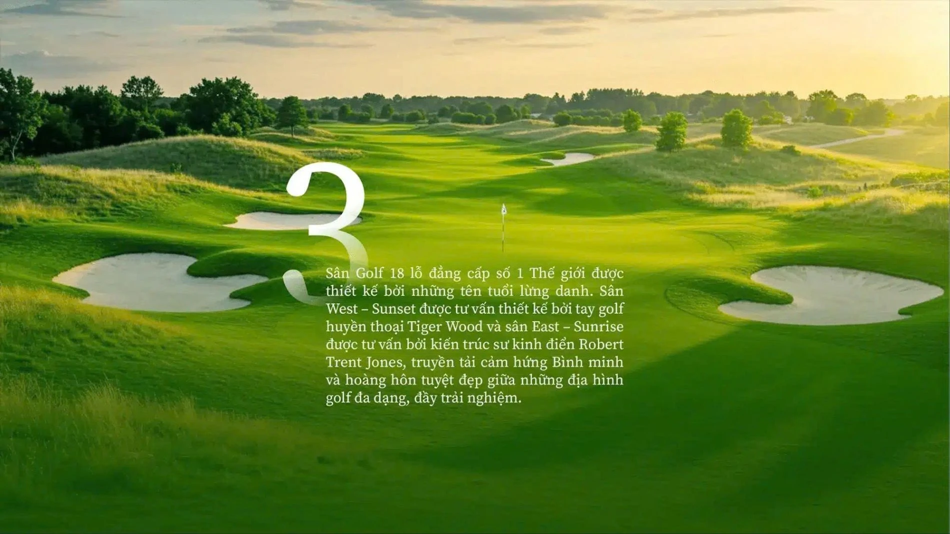 Cảnh quan xanh mát của bộ đôi sân golf 18 lỗ đẳng cấp tại dự án Vinhomes Green Paradise Cần Giờ.