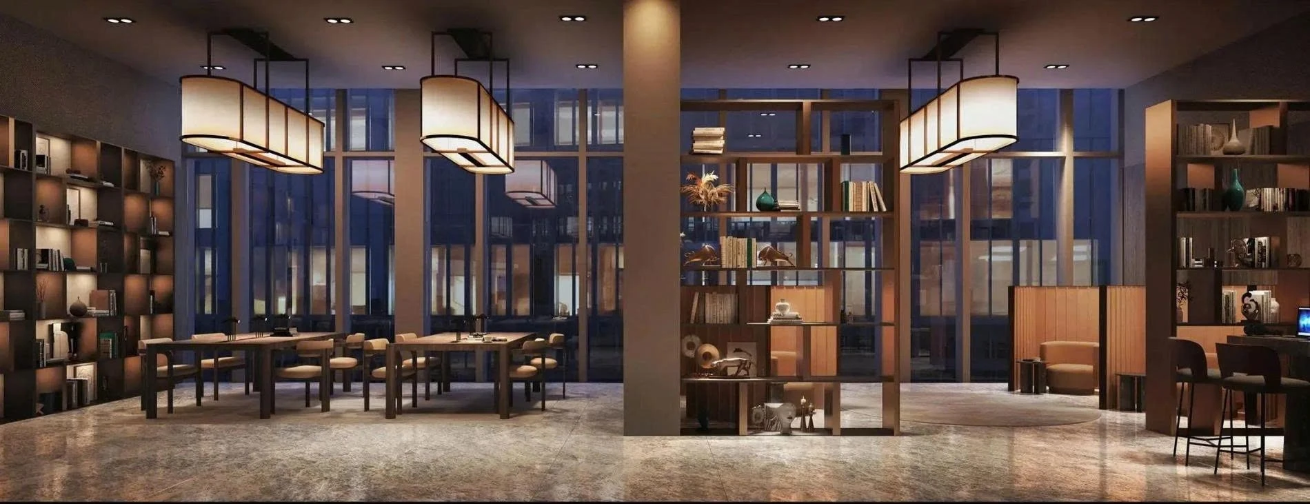 Không gian thư viện và làm việc chung Co-working tại The Opusk Residence