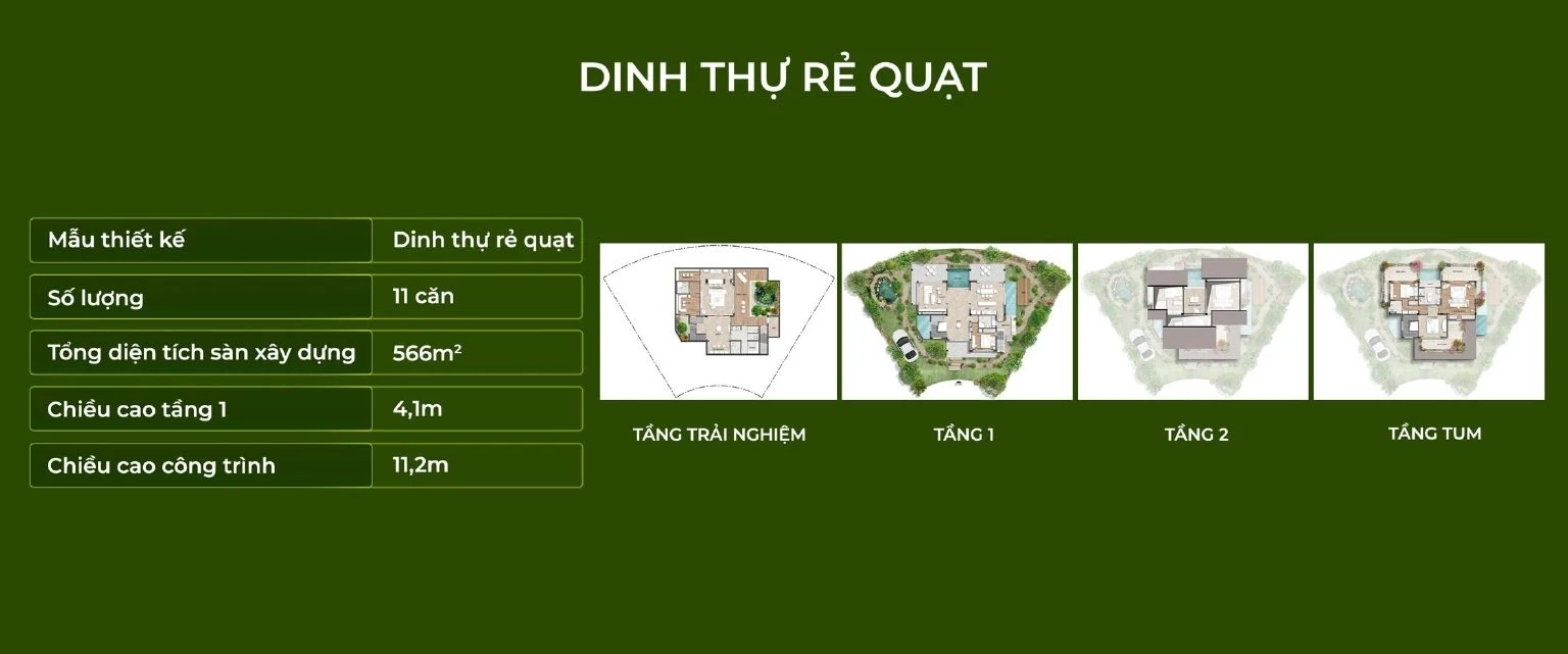 Sơ đồ mặt bằng chi tiết Dinh thự rẻ quạt diện tích 566m2 cao cấp nhất tại phân khu Retreat Forest