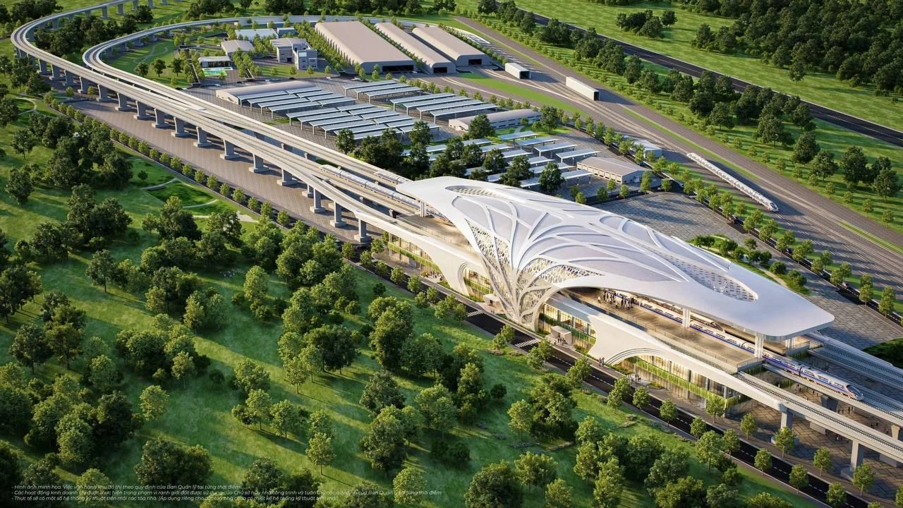 Trạm trung chuyển giao thông và nhà ga đường sắt trên cao tại siêu đô thị Vinhomes Green Paradise Cần Giờ.