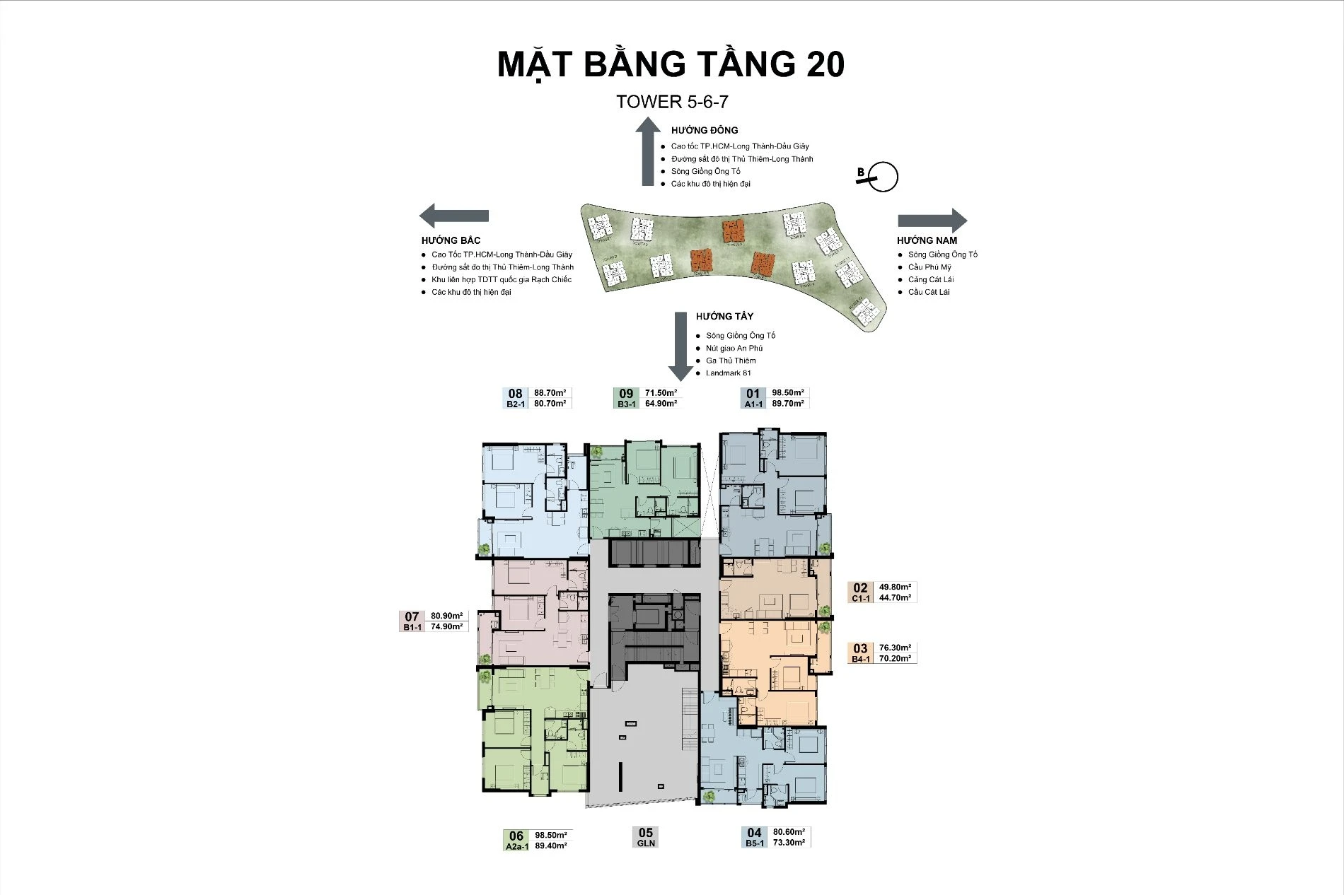 Mặt bằng tầng 20 tháp 5, 6 và 7 dự án The Privé Đất Xanh có gian lánh nạn