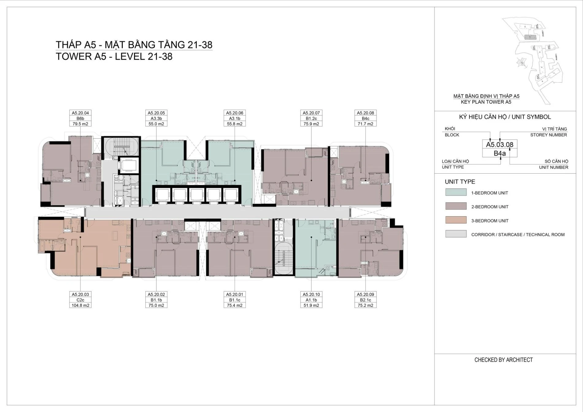 Mặt bằng tầng cao từ 21 đến 38 tháp A5 Eaton Park tối đa hóa diện tích thương phẩm