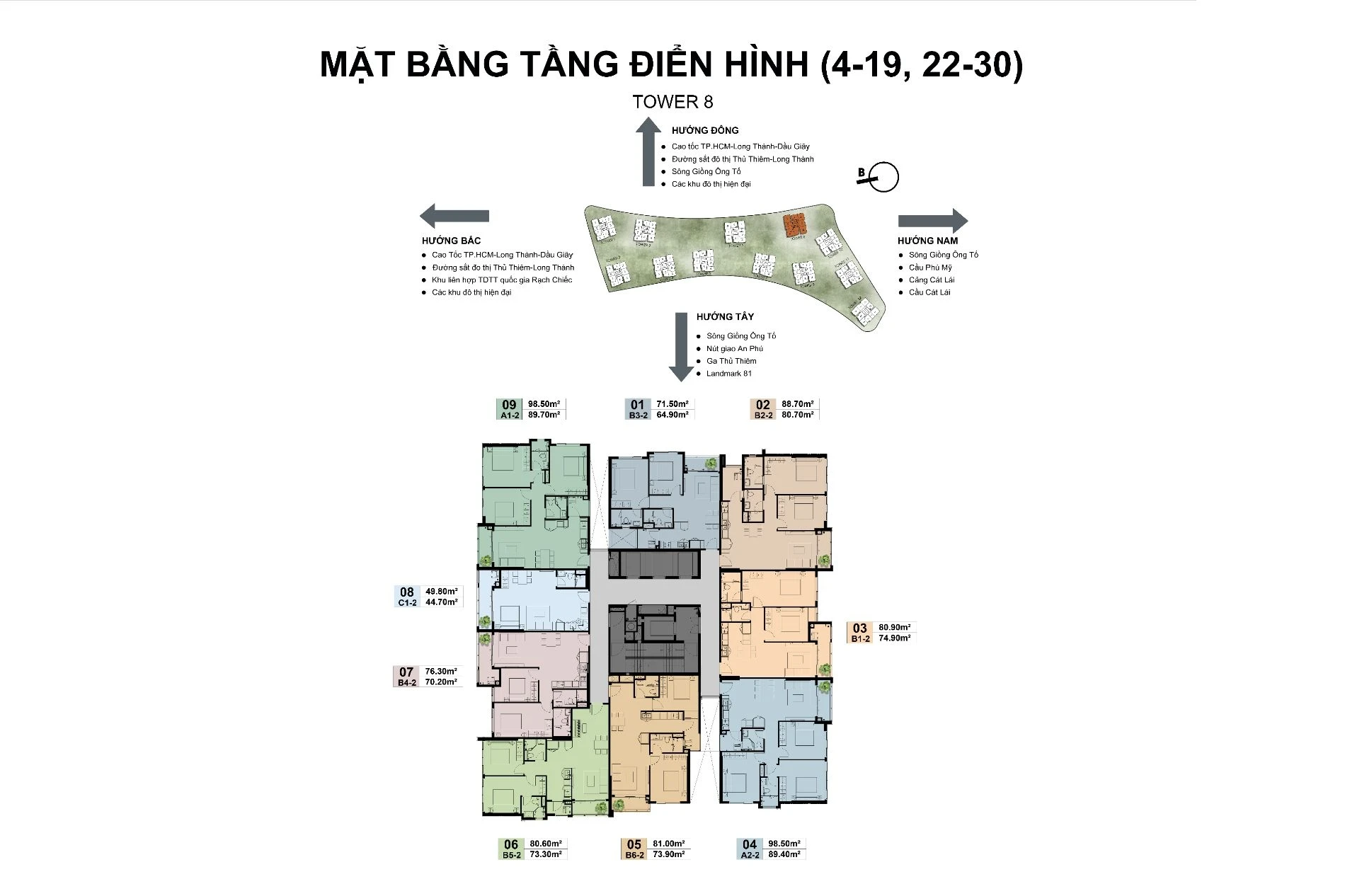 Bản vẽ mặt bằng tầng điển hình từ tầng 4 đến 30 Tháp 8 The Privé