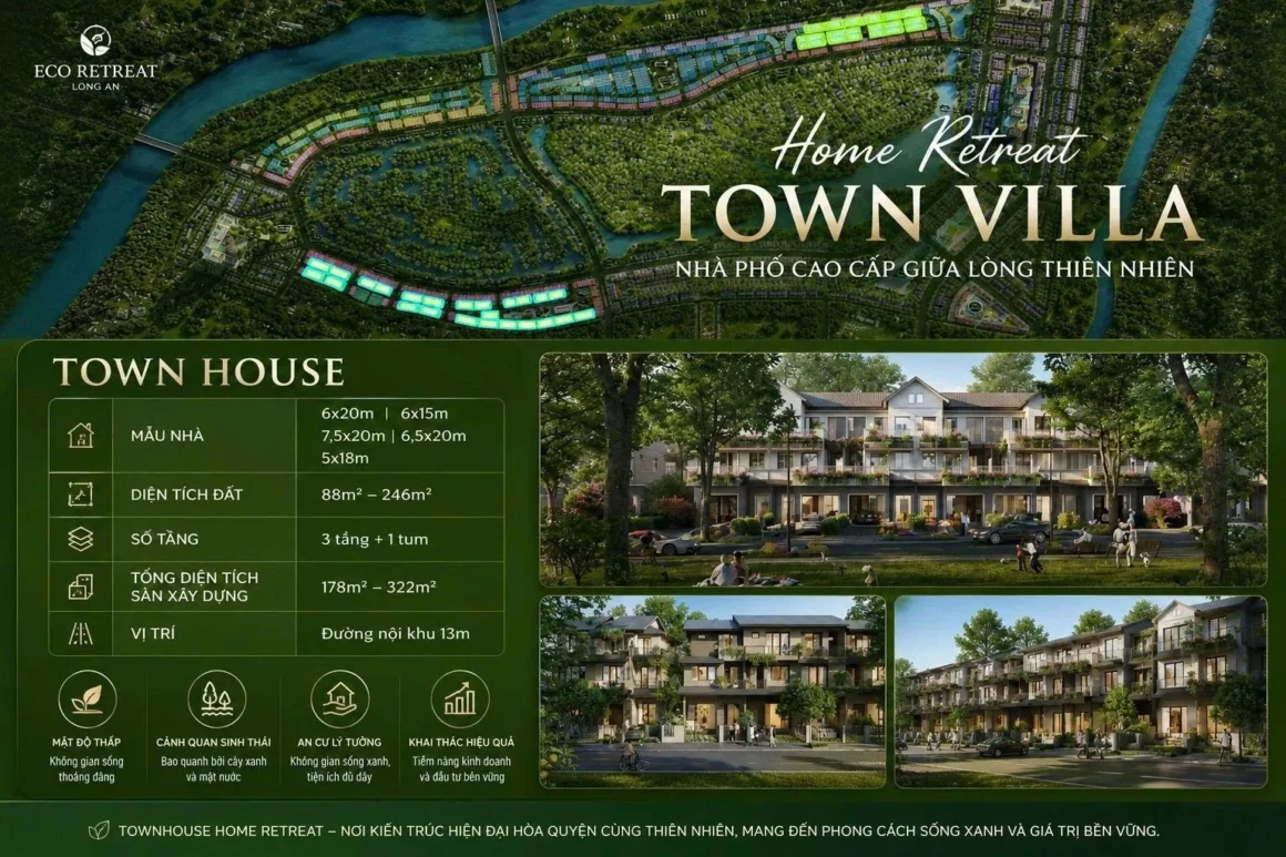 Mặt bằng Town Villa Home Retreat – Biệt thự phố sinh thái tại Eco Retreat Long An
