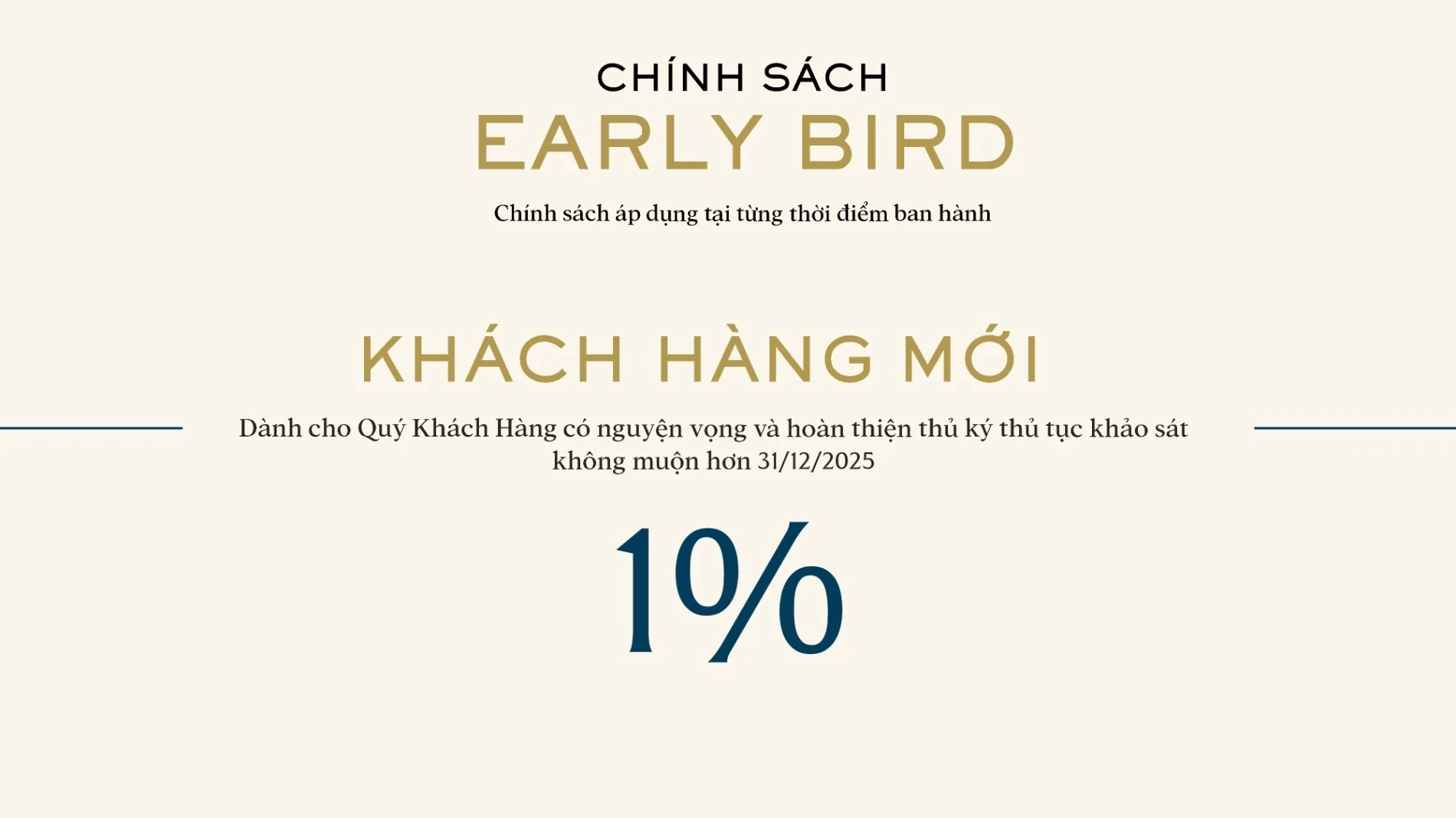Chính sách chiết khấu 1% dành cho khách hàng mới mua biệt thự Sola Đảo Ánh Dương