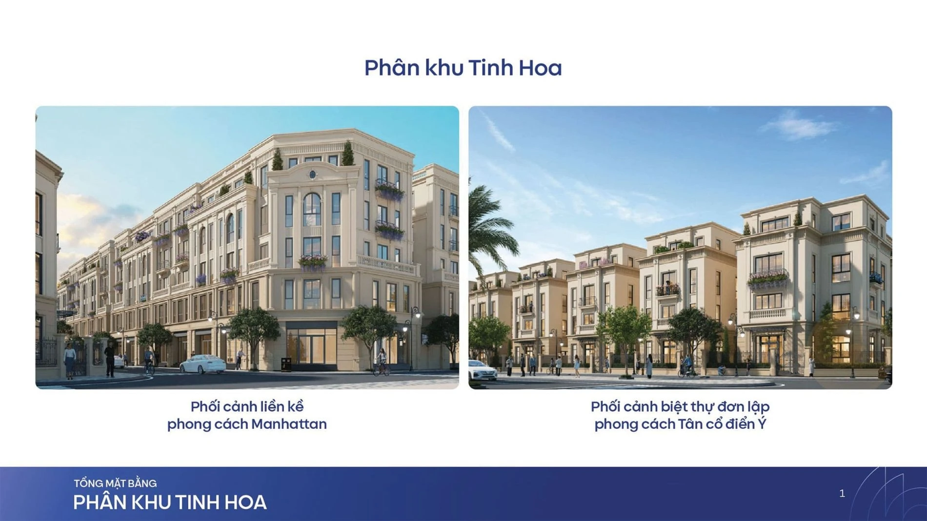 Hình ảnh phối cảnh nhà phố phong cách Manhattan và biệt thự Tân cổ điển Ý tại Vinhomes Global Gate