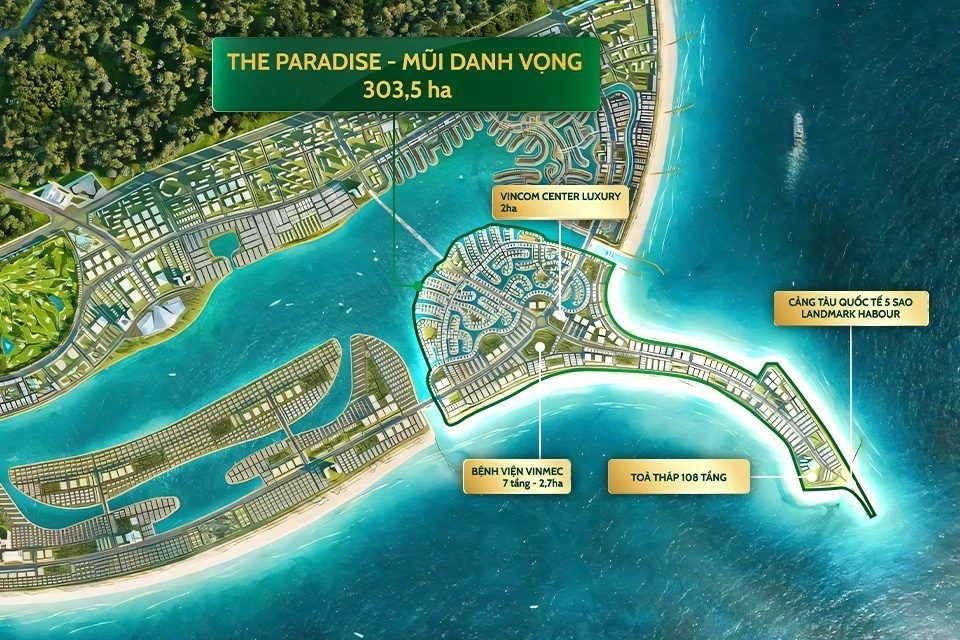 Sơ đồ mặt bằng phân khu The Paradise Mũi Danh Vọng với tháp biểu tượng 108 tầng