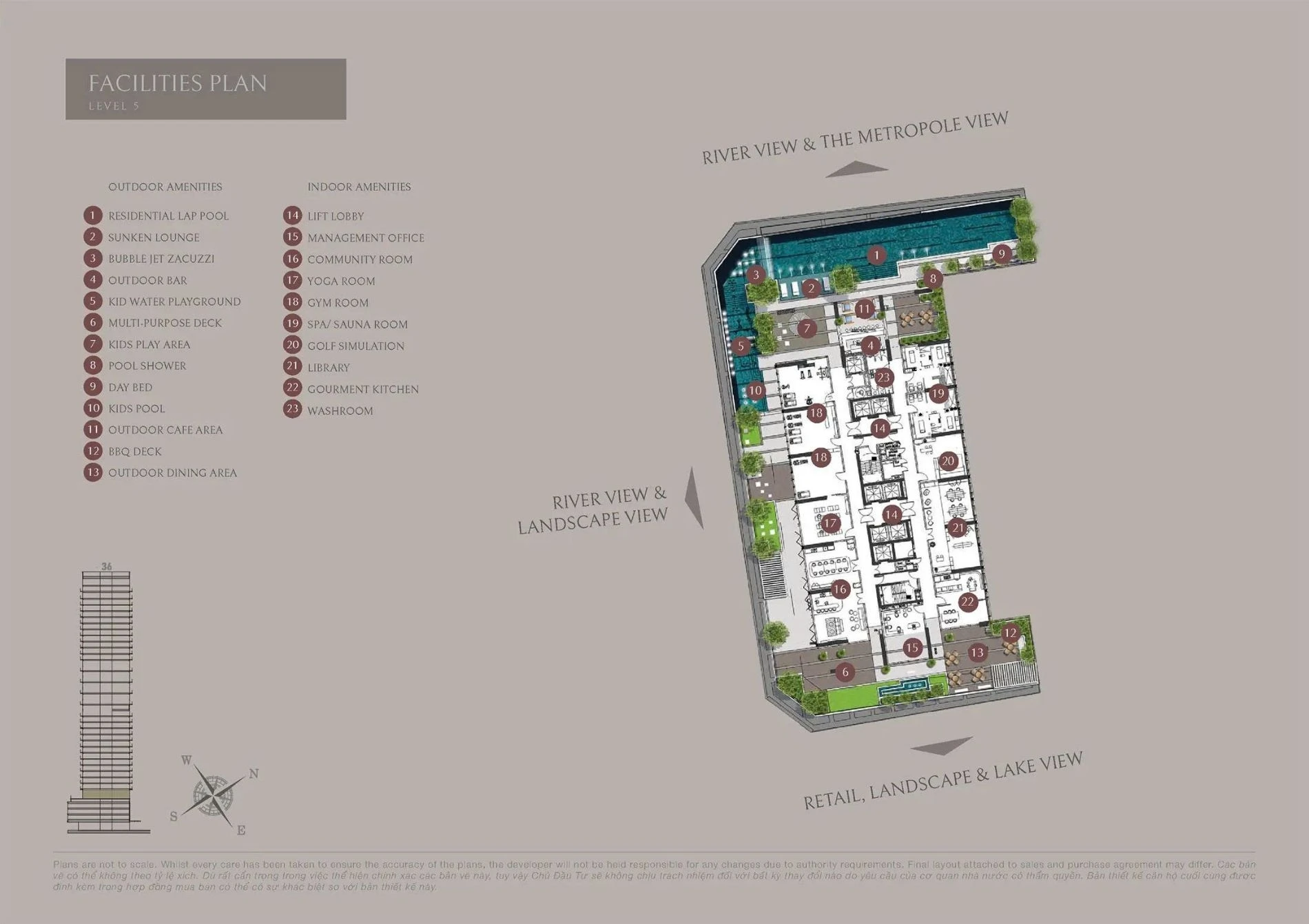 Bản đồ phân bố tiện ích tầng 5 dự án The Opusk Residence