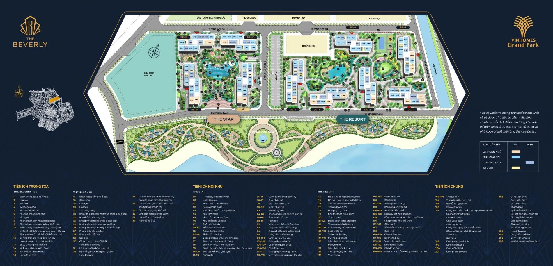 Bản đồ quy hoạch tổng thể tiện ích Phân khu The Beverly Vinhomes Grand Park