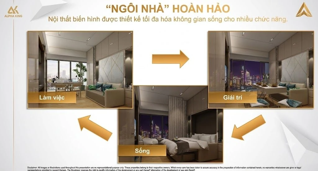 Không gian nội thất biến hình thông minh tối ưu diện tích tại căn hộ Alpha Hill Quận 1
