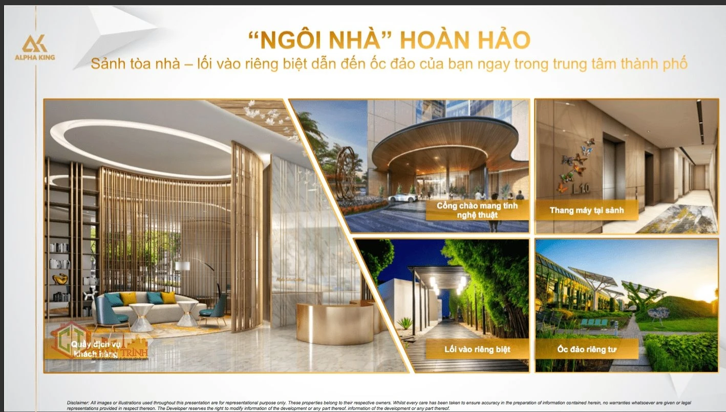 Không gian sảnh đón khách, cổng chào và lối vào riêng biệt tại Alpha Hill Quận 1