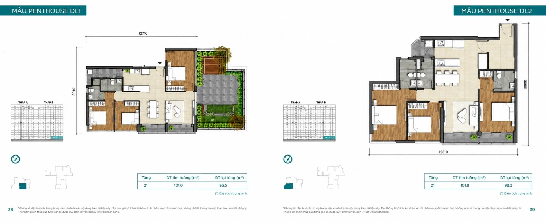 Bản vẽ chi tiết bố trí không gian bên trong căn hộ Penthouse dự án D'lusso