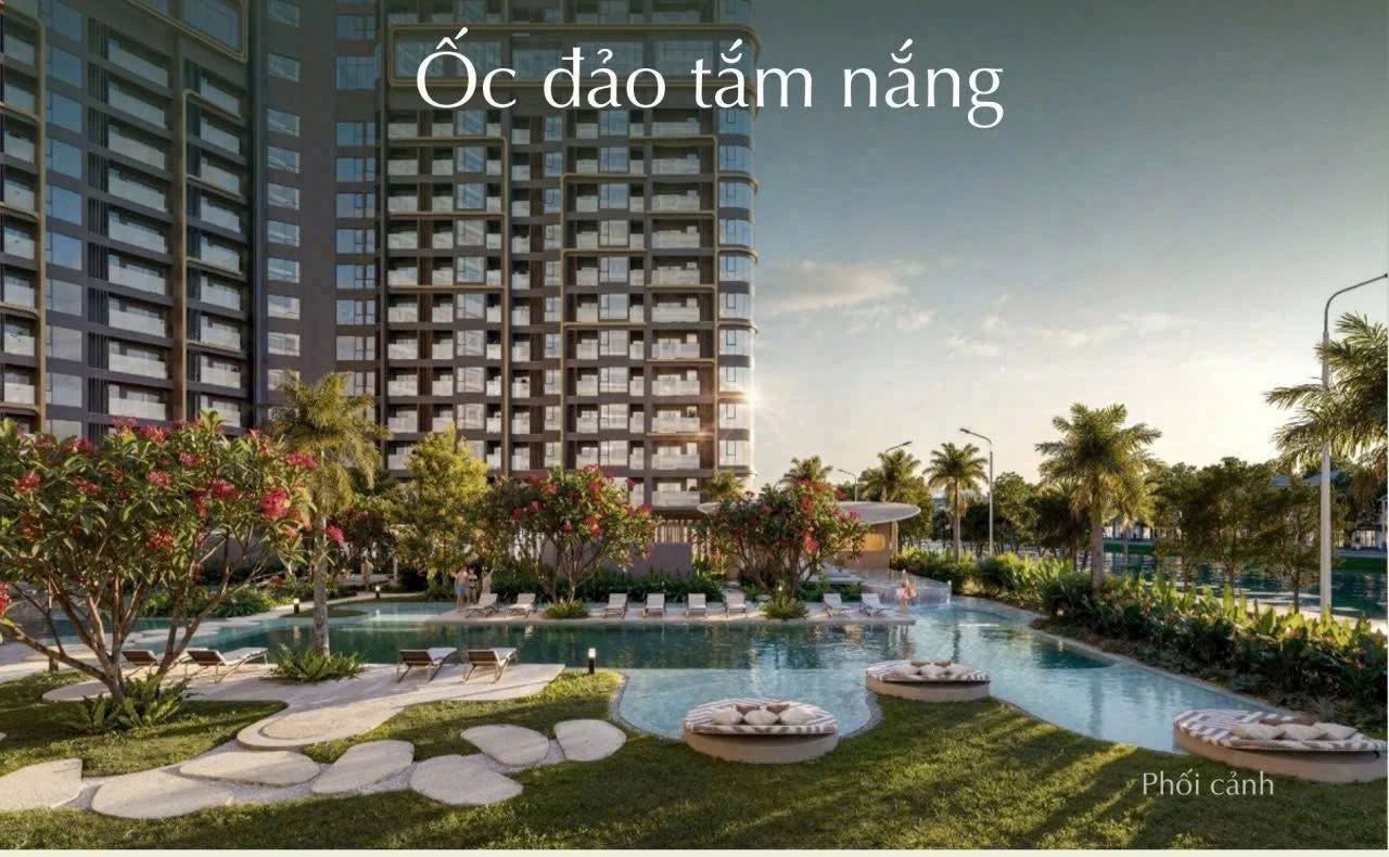Khu vực ốc đảo tắm nắng với ghế dài thư giãn tại Lumière Orient Pearl
