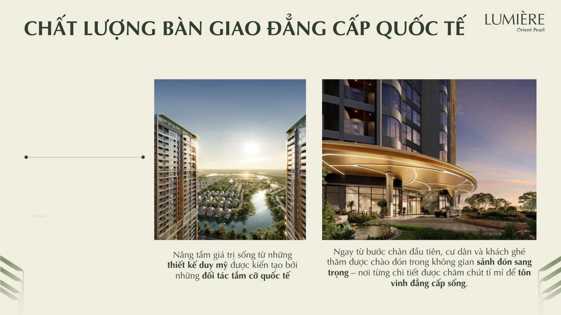 Thiết kế sảnh đón tiêu chuẩn khách sạn 5 sao tại dự án căn hộ hạng sang Lumière Orient Pearl