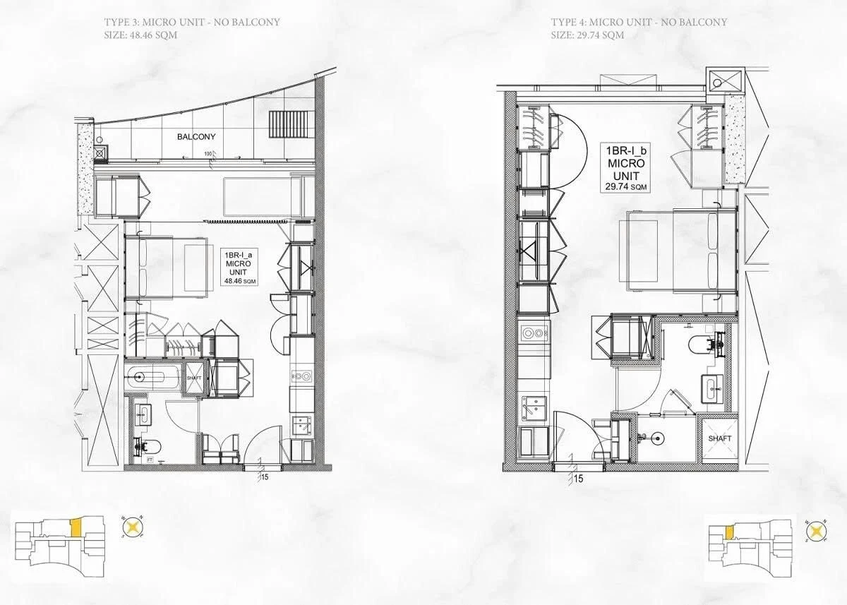 Bản vẽ layout thiết kế căn hộ 1 phòng ngủ tại Alpha Hill Quận 1