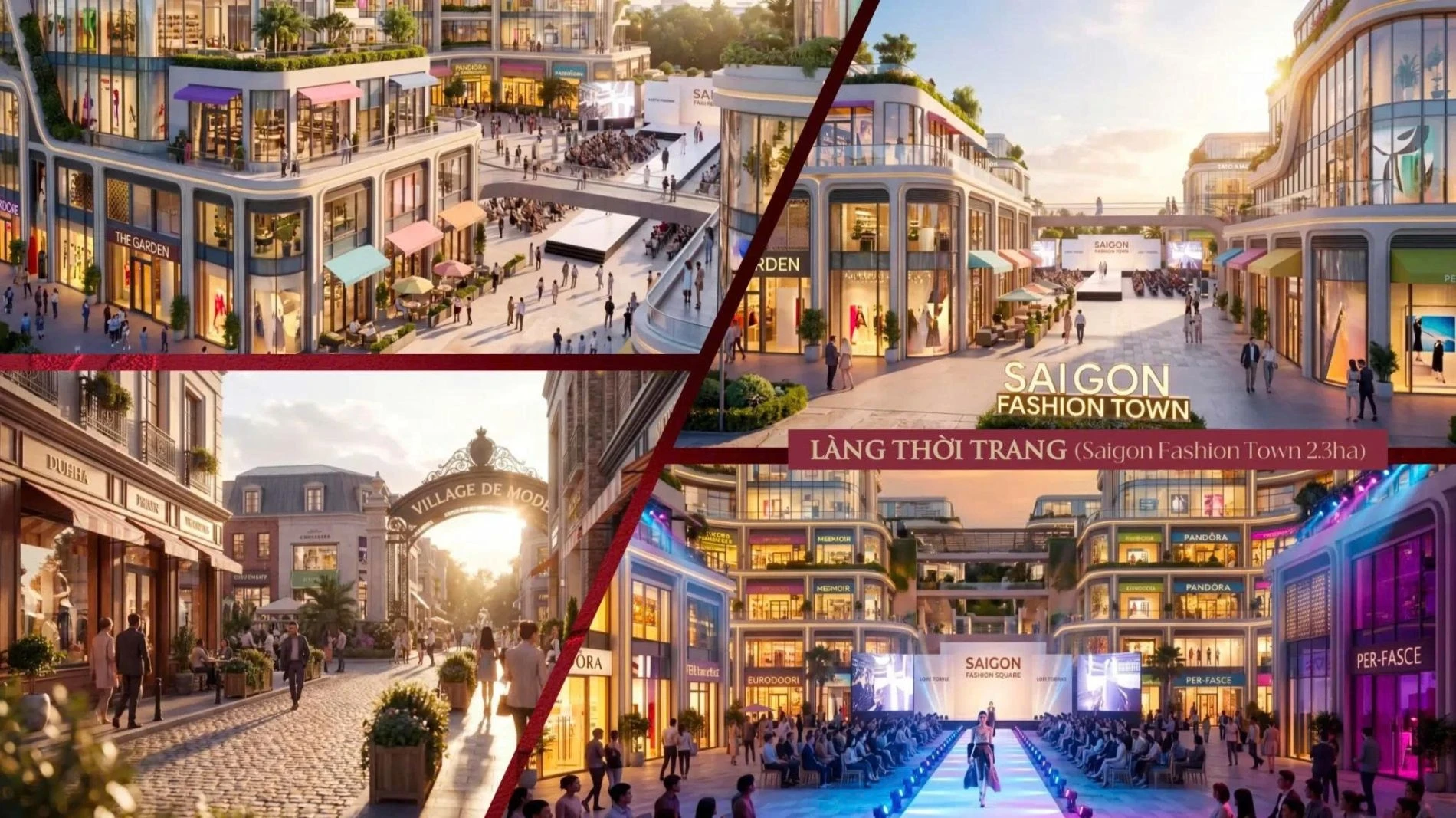 Khu phố mua sắm hàng hiệu Saigon Fashion Town bên trong dự án Vinhomes Sài Gòn Park