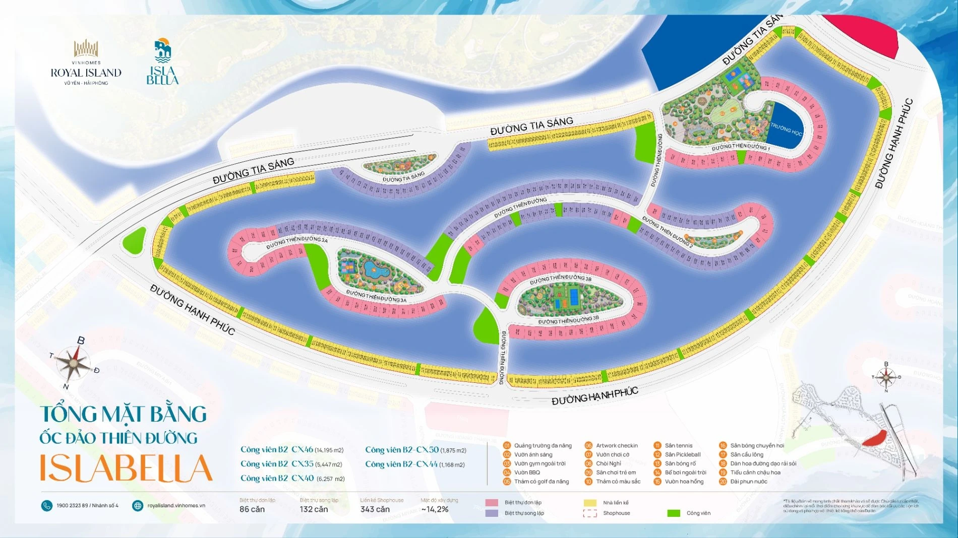 Sơ đồ phân lô chi tiết phân khu Đảo Thiên Đường Isla Bella tại dự án Vinhomes Royal Island