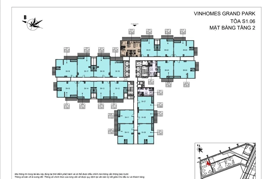 Bản vẽ mặt bằng tầng 2 tòa S1.06 phân khu The Rainbow Vinhomes Grand Park