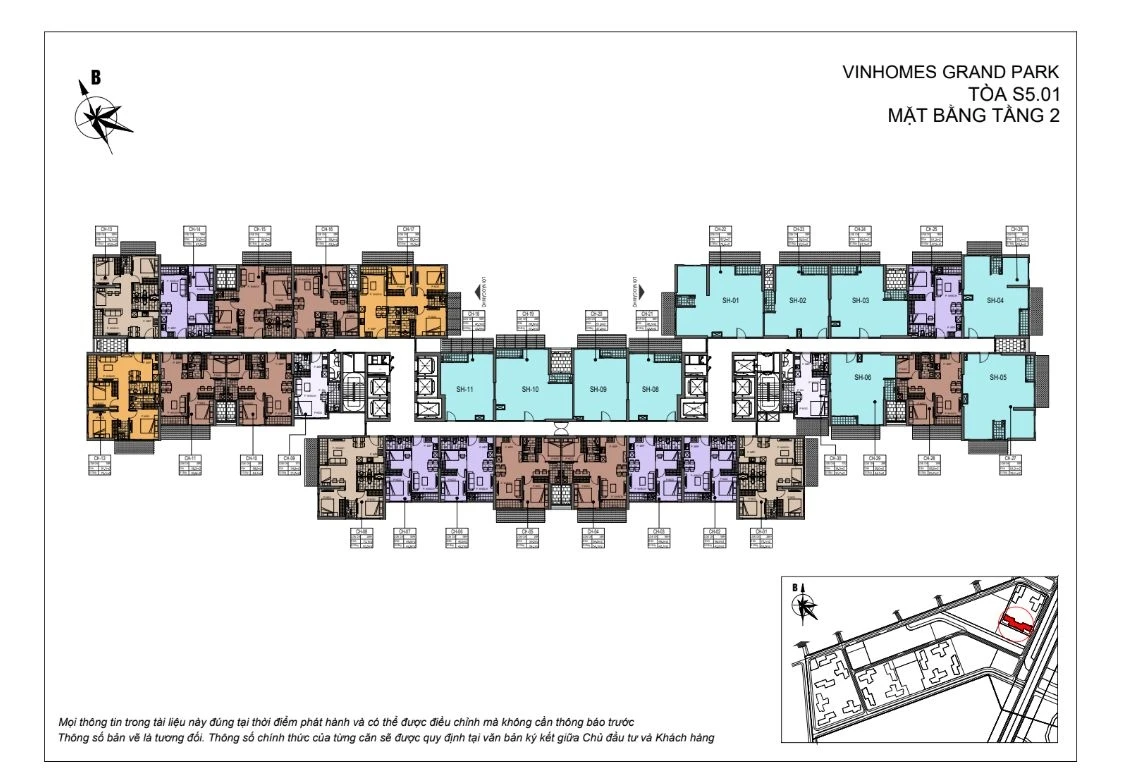 Bản vẽ mặt bằng tầng 2 tòa S5.01 phân khu The Rainbow Vinhomes Grand Park