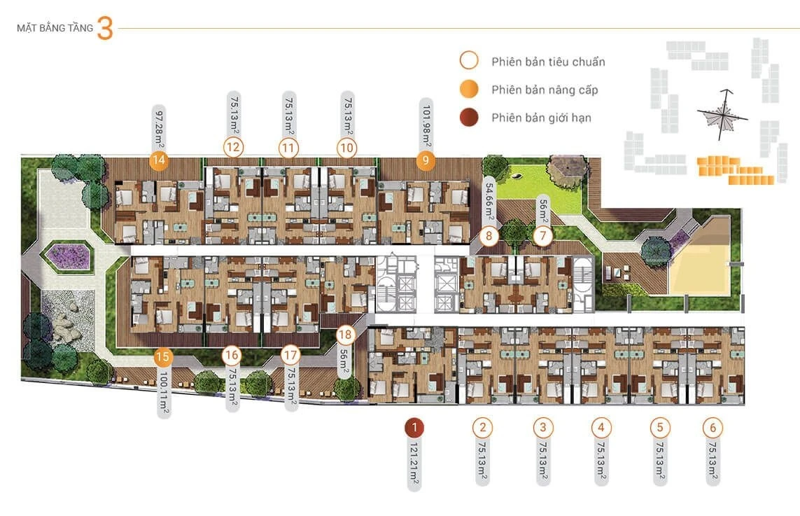 Mặt bằng tầng 3 tháp Akari 2 dự án Akari City