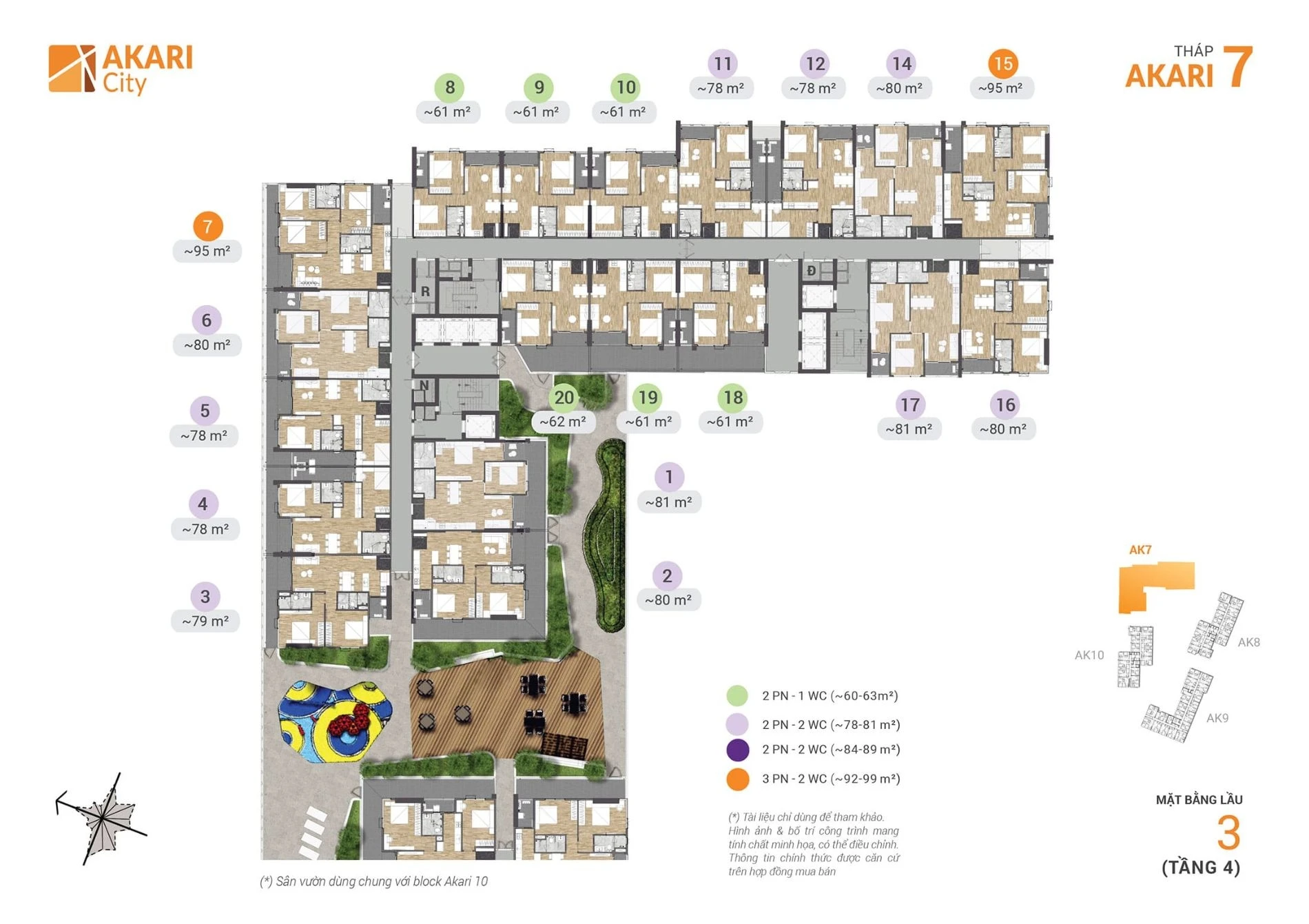 Mặt bằng tầng 4 tháp Akari 7 dự án Akari City