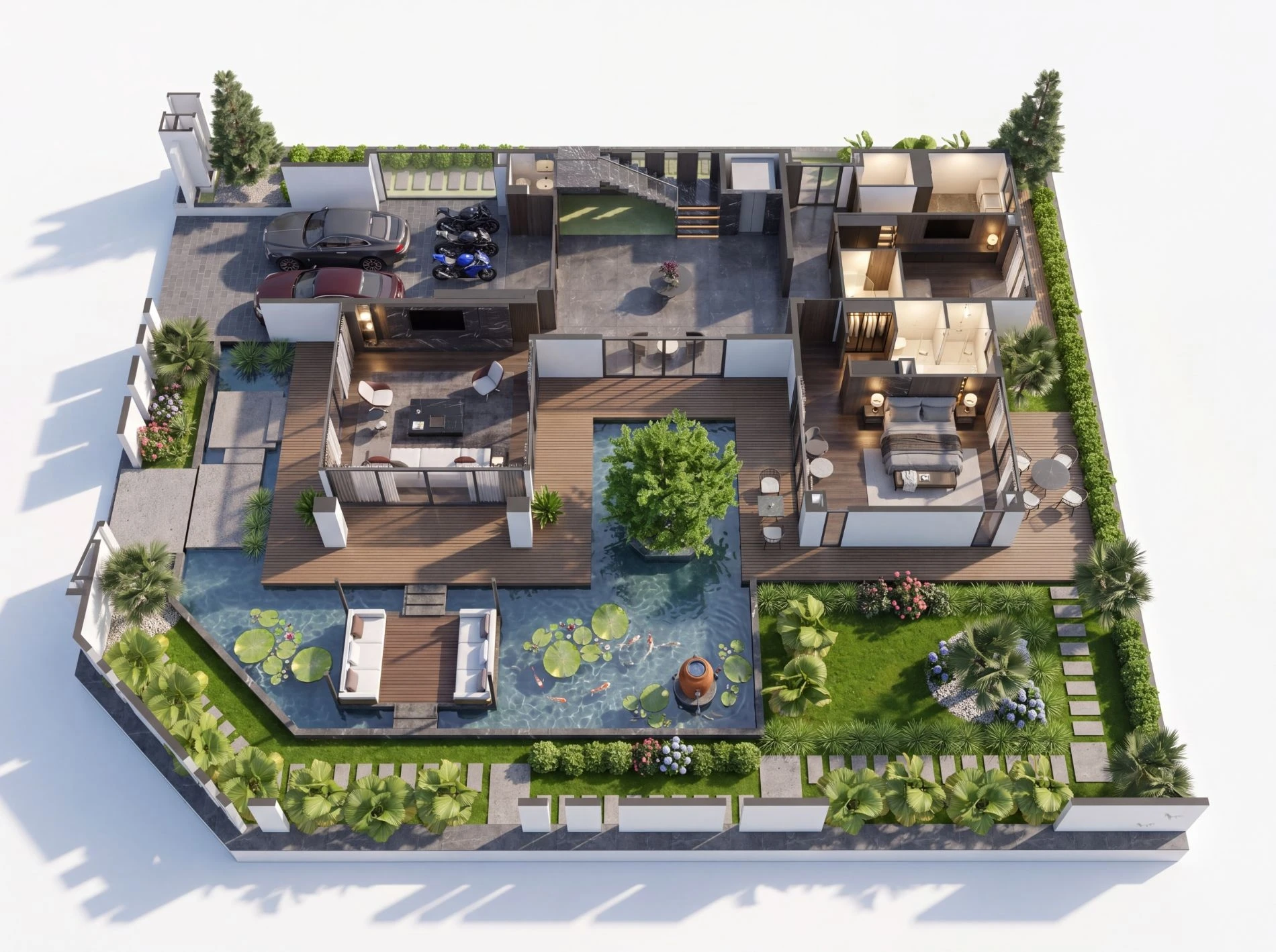 Sơ đồ bố trí mặt bằng tầng trệt dinh thự Regency Mansion 740.5m2