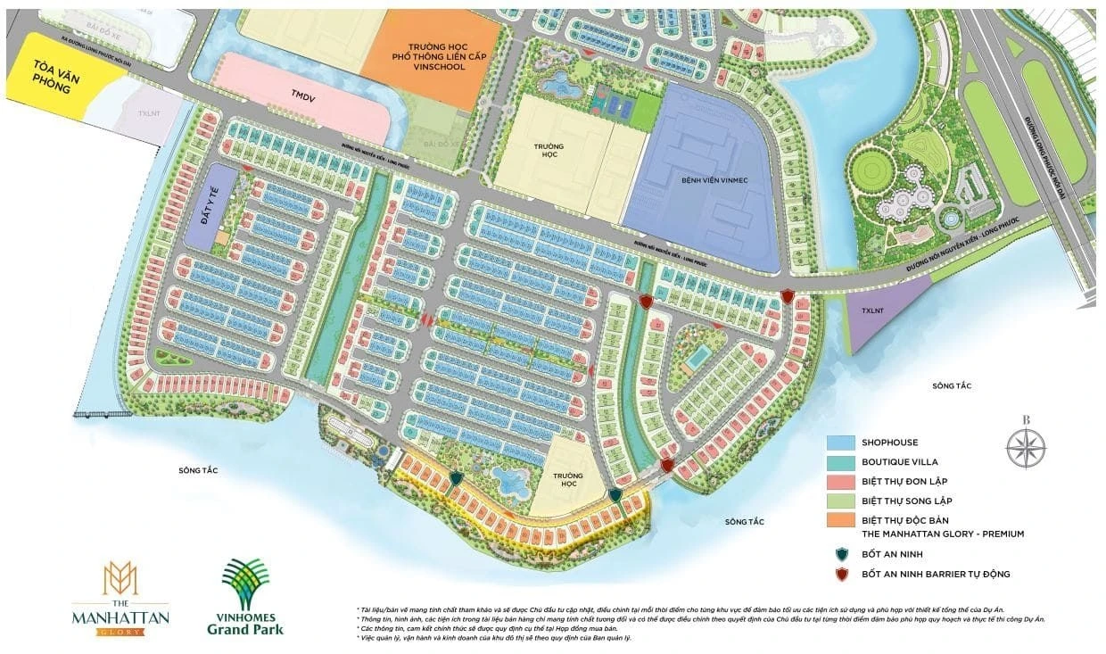 Bản đồ quy hoạch mặt bằng tổng thể phân khu The Manhattan Glory Vinhomes Grand Park với 850 sản phẩm thấp tầng