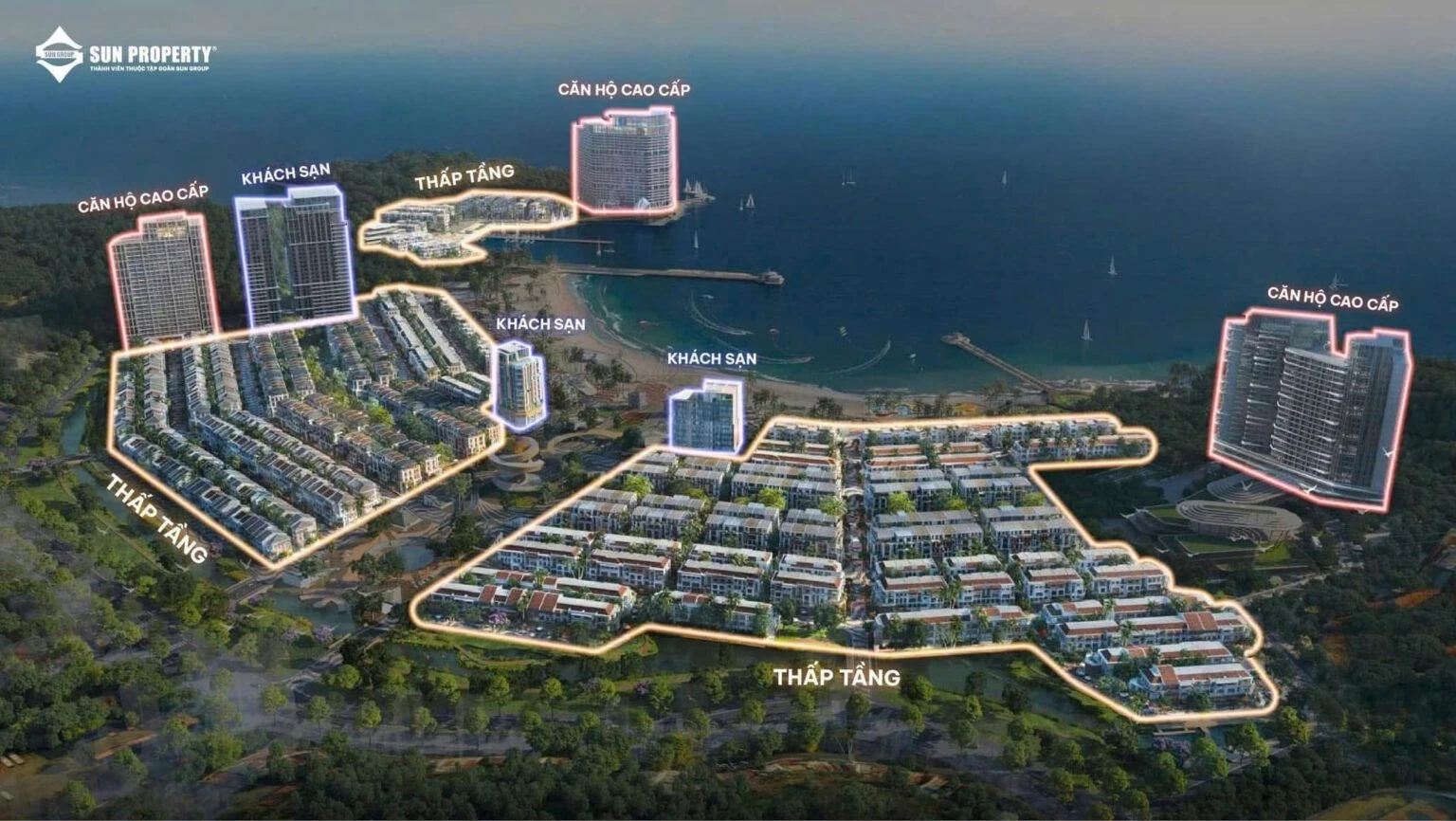 Phối cảnh tổng thể quy hoạch mặt bằng dự án Xanh Island Cát Bà nhìn từ trên cao