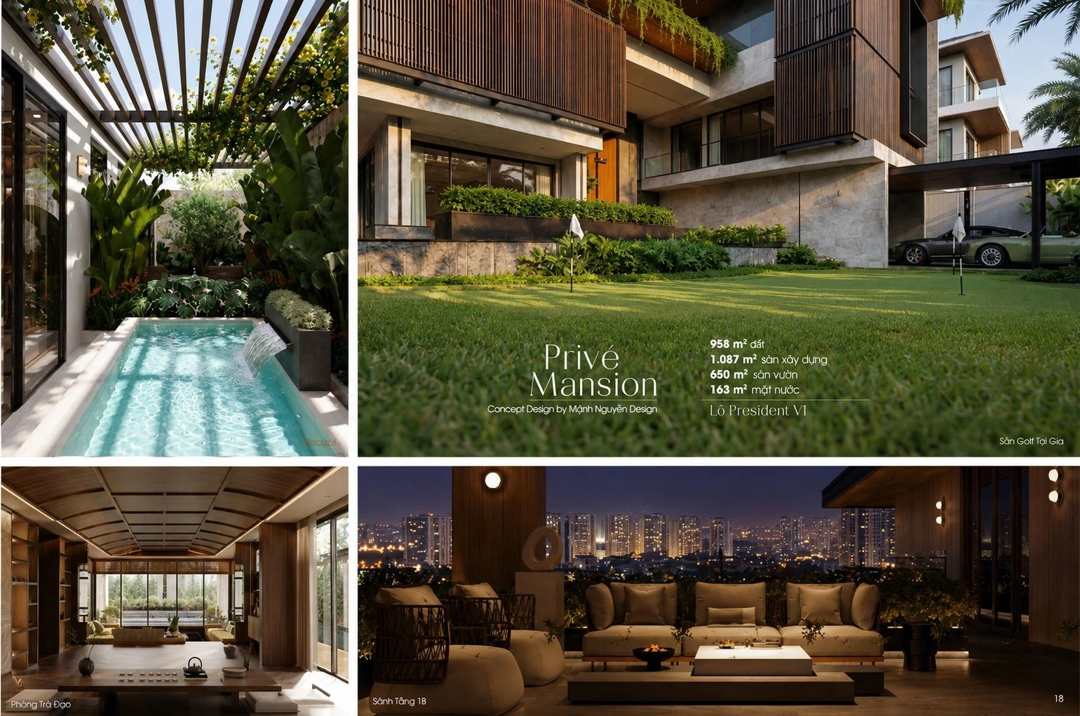 Phối cảnh thiết kế kiến trúc và không gian sống của dinh thự Privé Mansion