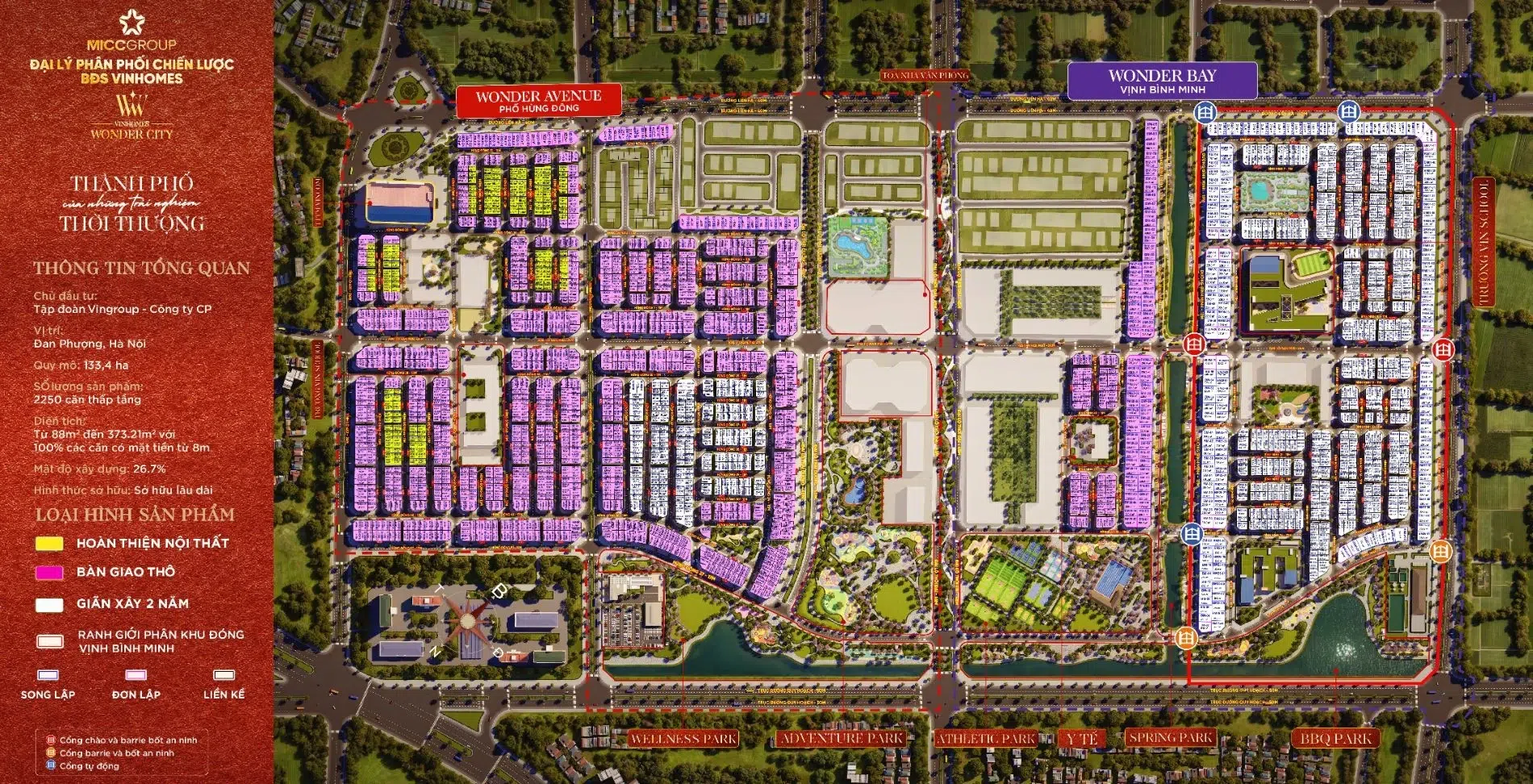 Bản đồ quy hoạch mặt bằng tổng thể dự án Vinhomes Wonder City quy mô 133.4ha