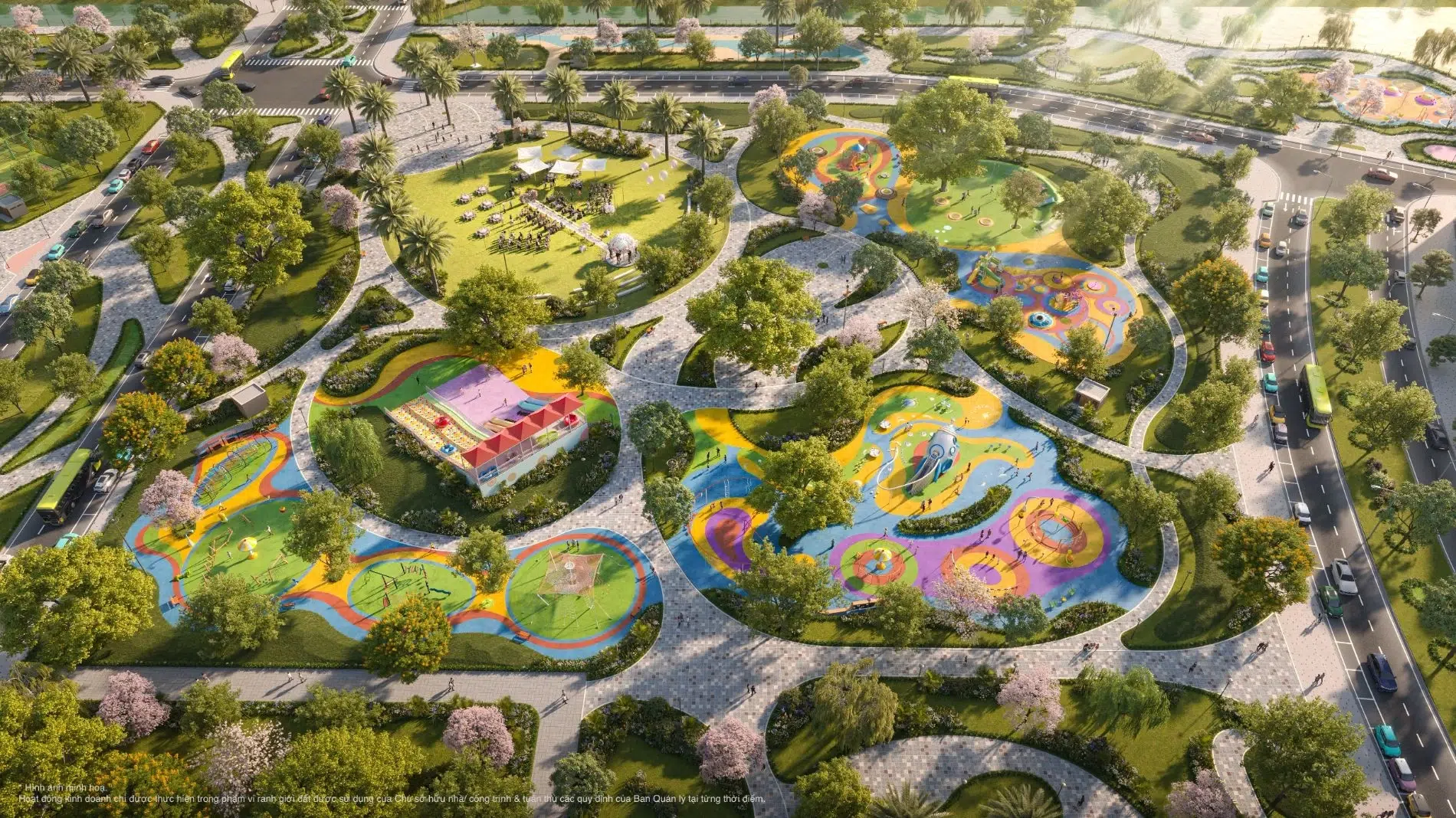 Bản đồ quy hoạch các khu vực vui chơi trẻ em nhìn từ trên cao tại Vinhomes Wonder City