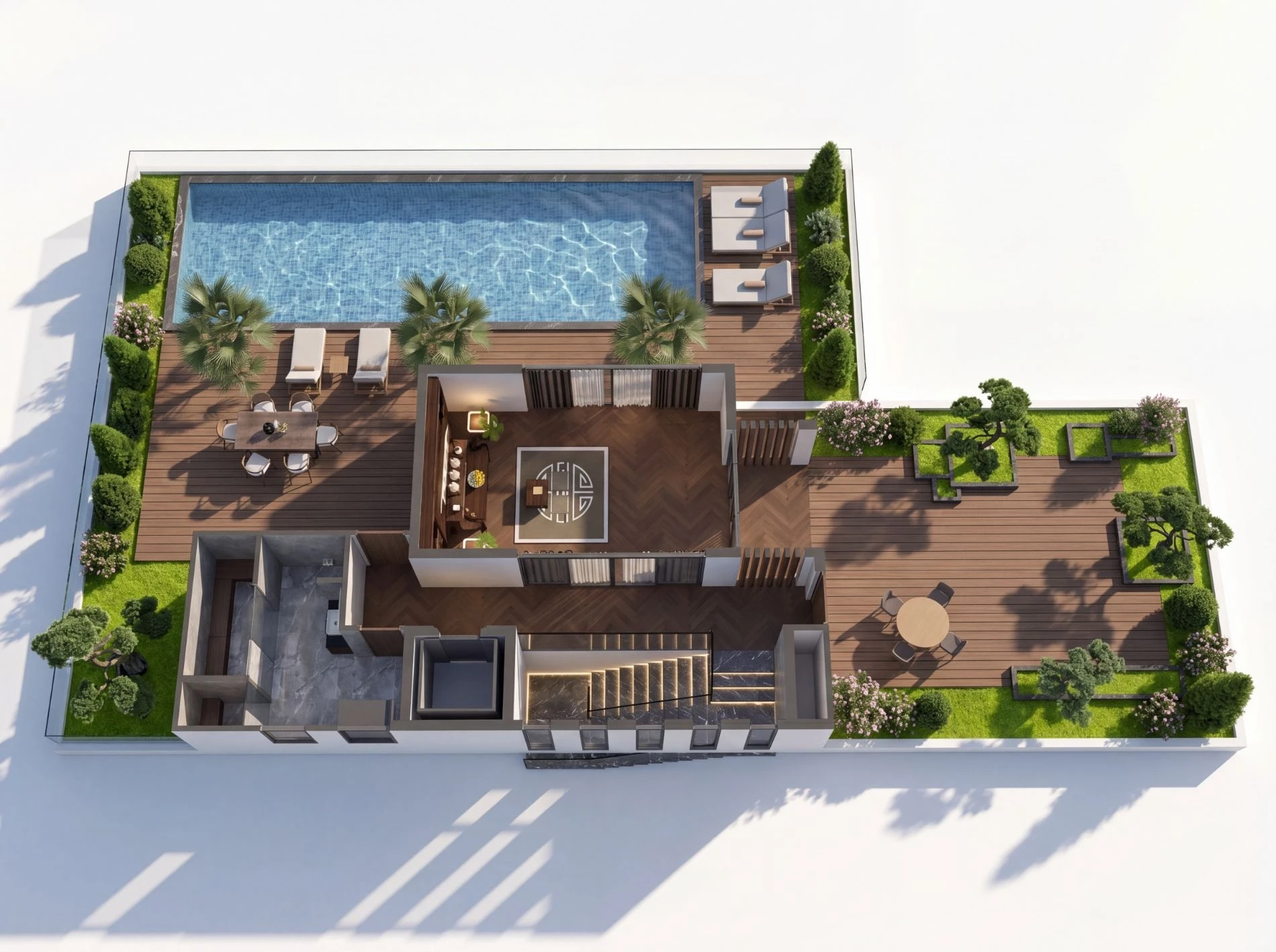 Sơ đồ bố trí mặt bằng tầng thượng dinh thự Signature Mansion