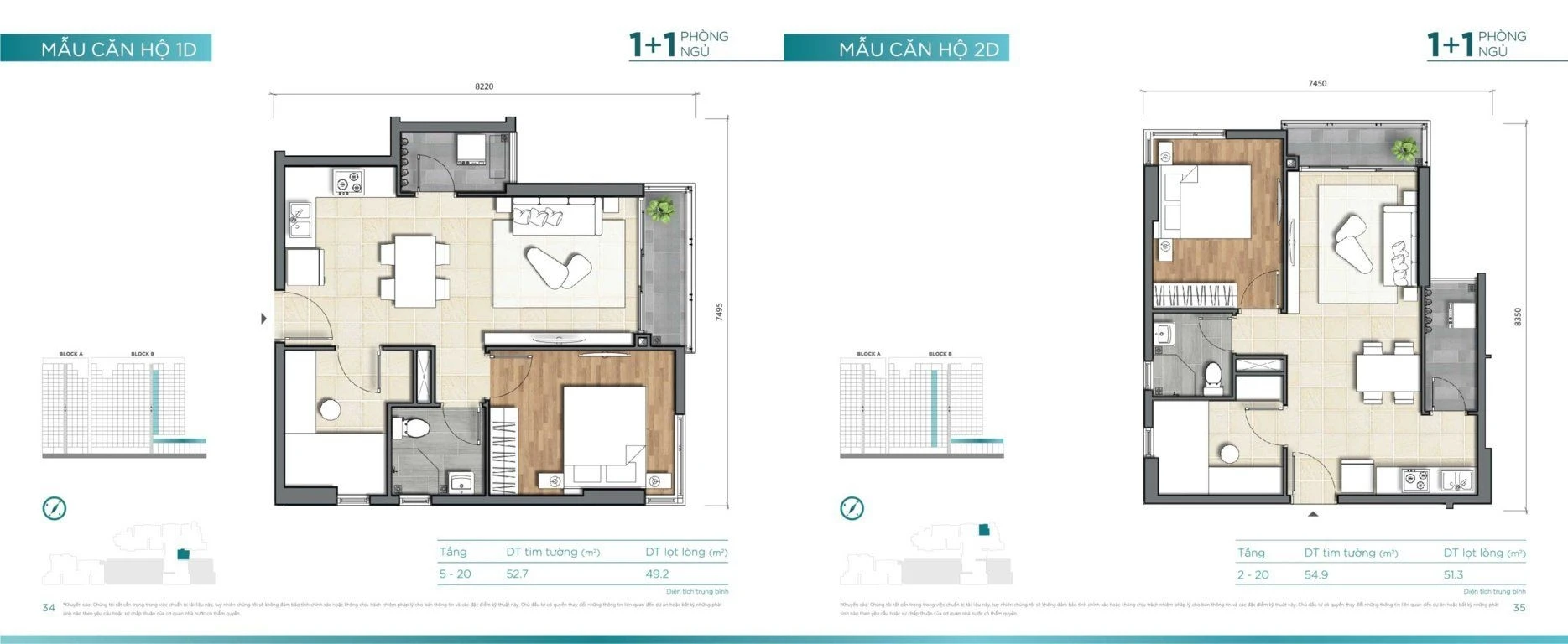 Sơ đồ mặt bằng căn hộ 1 cộng 1 phòng ngủ tại chung cư D'lusso