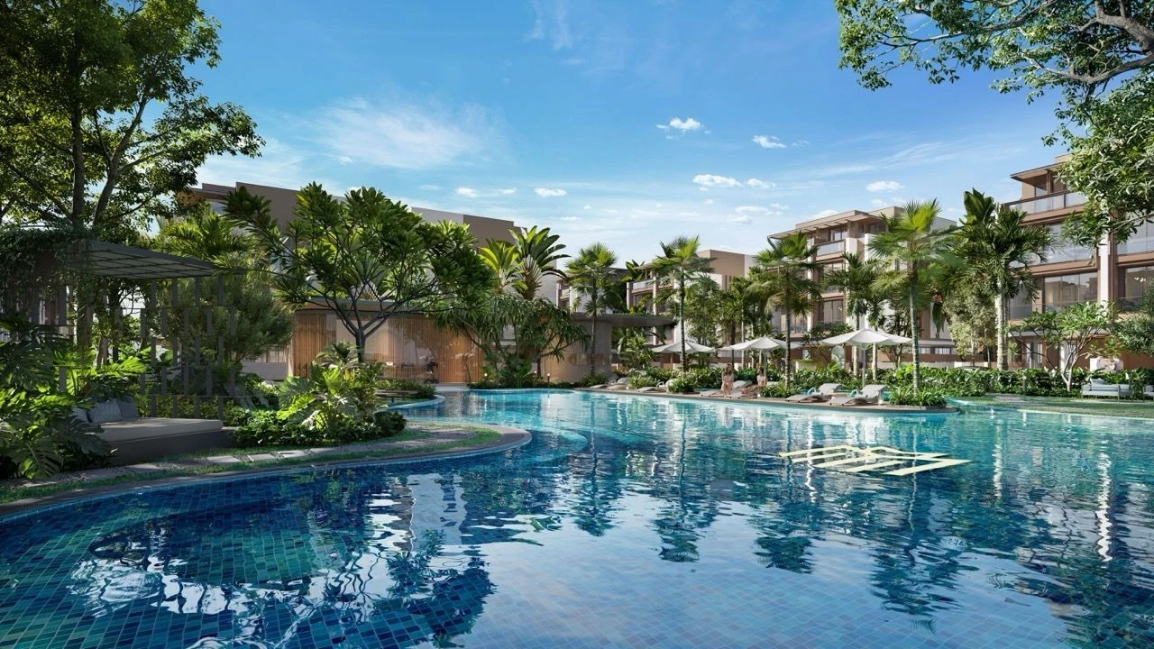 Tiện ích hồ bơi ngoài trời mang phong cách nghỉ dưỡng phục vụ cộng đồng cư dân tinh hoa