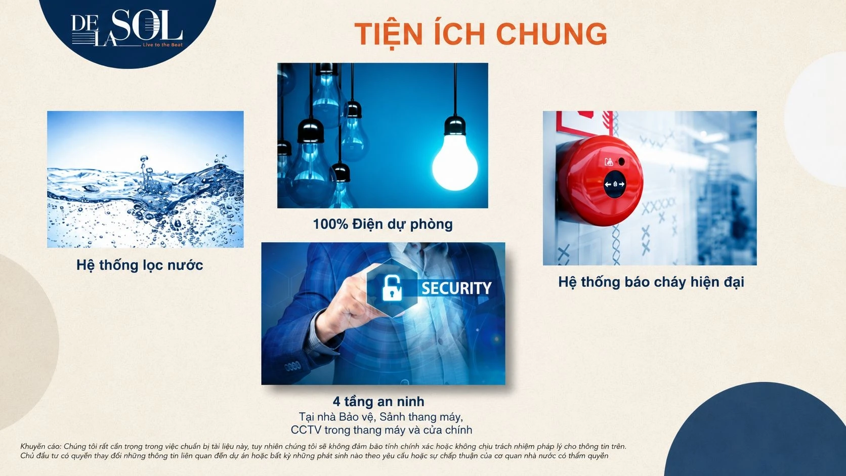 Hệ thống lọc nước, điện dự phòng 100% và an ninh 4 lớp tại chung cư De La Sol