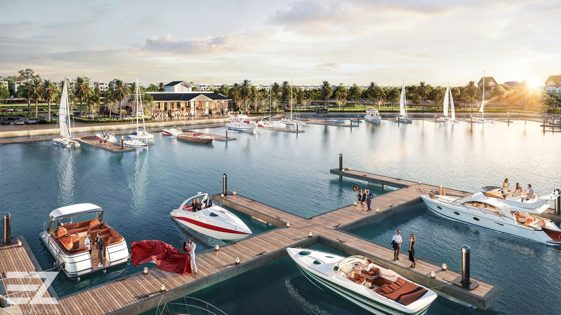 Các du thuyền sang trọng neo đậu tại bến du thuyền Vinhomes Royal Island