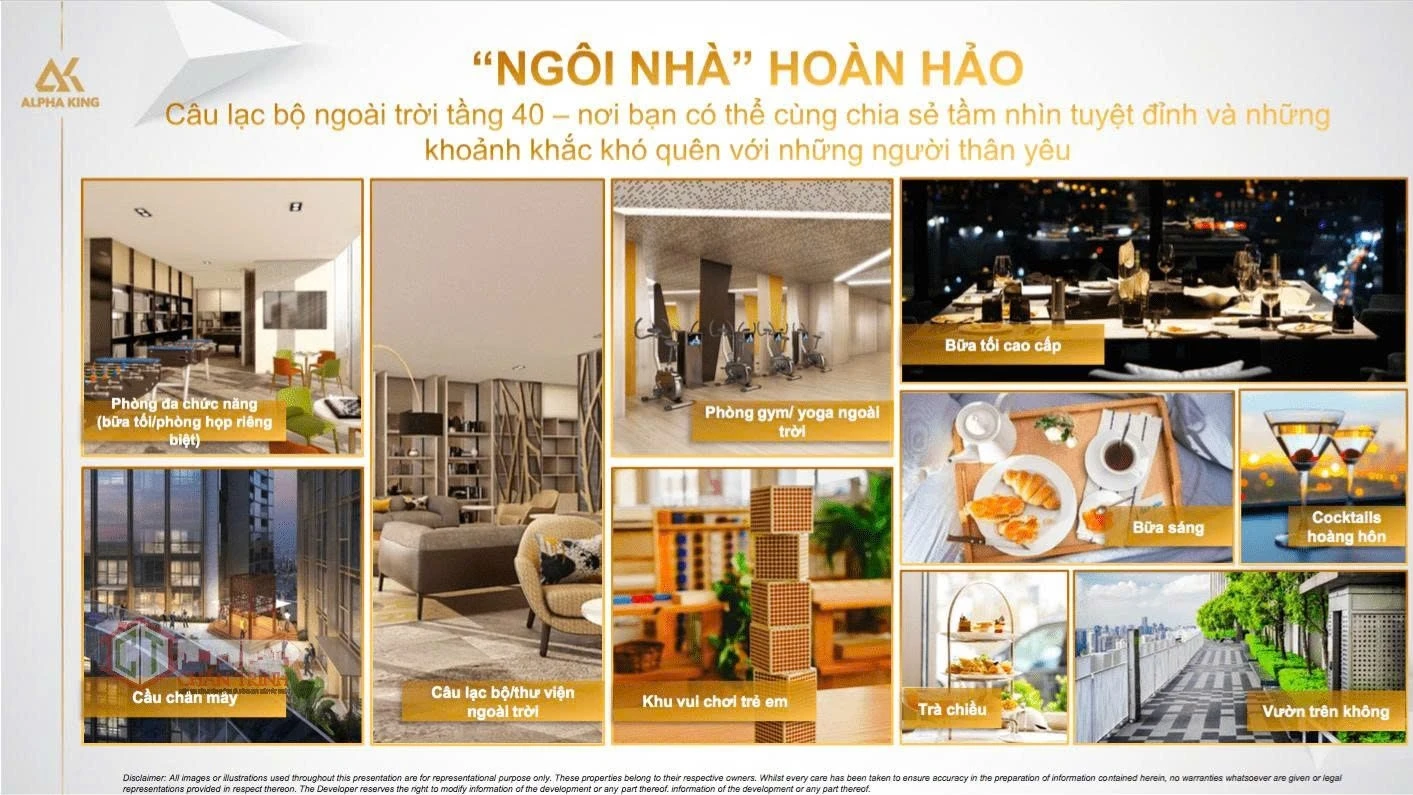 Câu lạc bộ ngoài trời, phòng gym, thư viện và khu vui chơi tại tầng 40 Alpha Hill