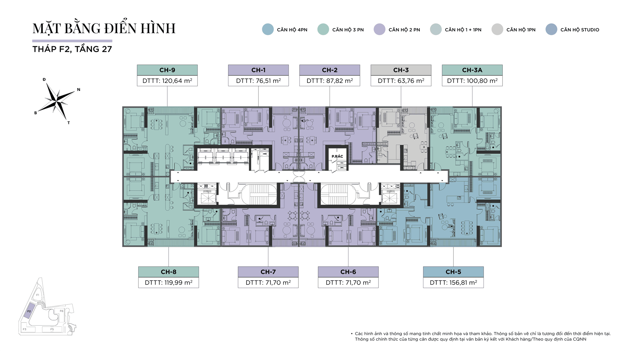 Mặt bằng điển hình Tầng 27, Tòa F2, Sun Feliza Suites được phát triển bởi Sun Group