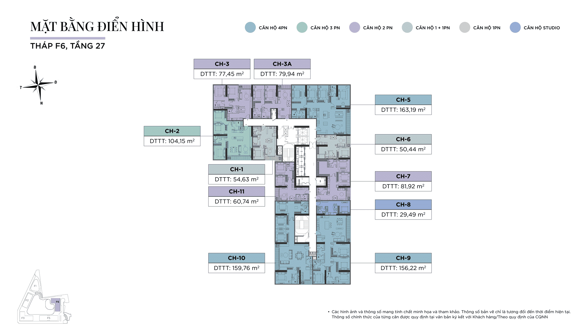 Mặt bằng điển hình Tầng 27, Tòa F6, Sun Feliza Suites được phát triển bởi Sun Group